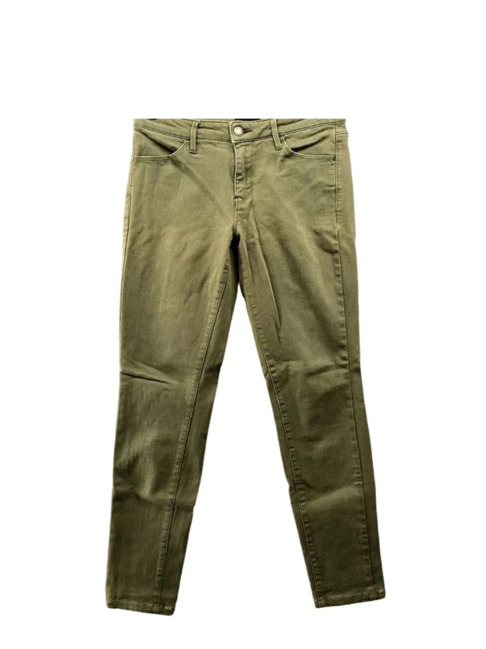 Uniqlo Skinny Jeans Mid Rise Women Size 10 Olive Green Khaki Chino Stretch